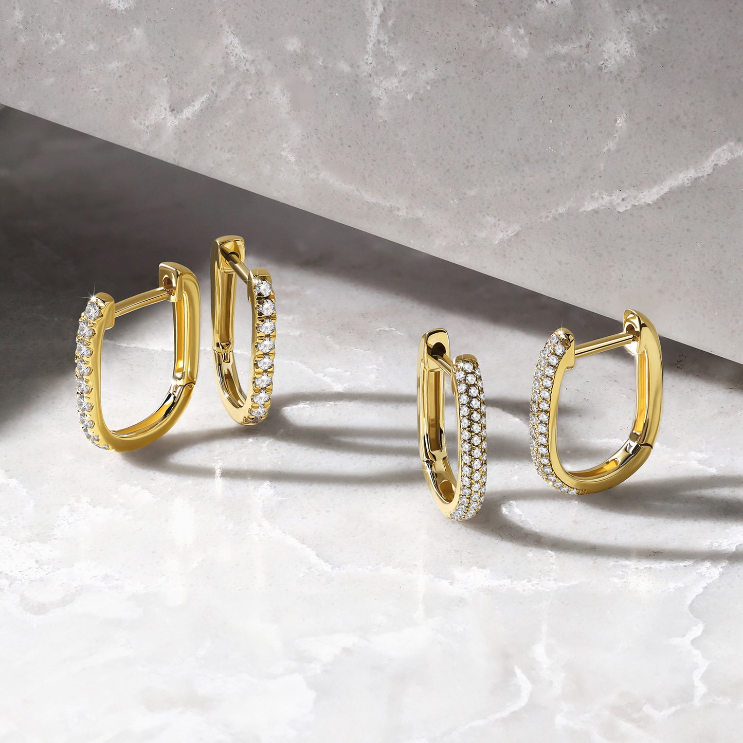 U Shape Diamond Huggie Hoops