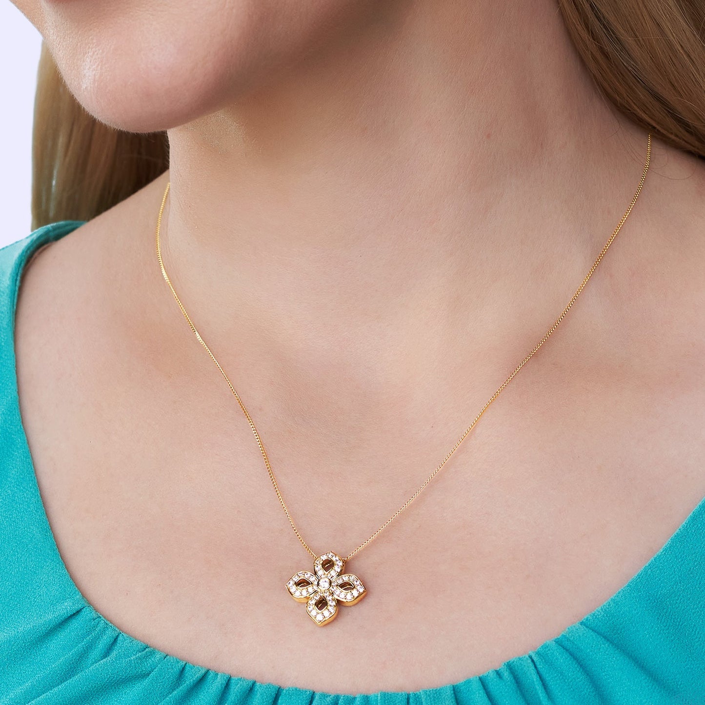 La Fleur Diamond Silhouette Necklace_Product Angle_Lifestyle Image