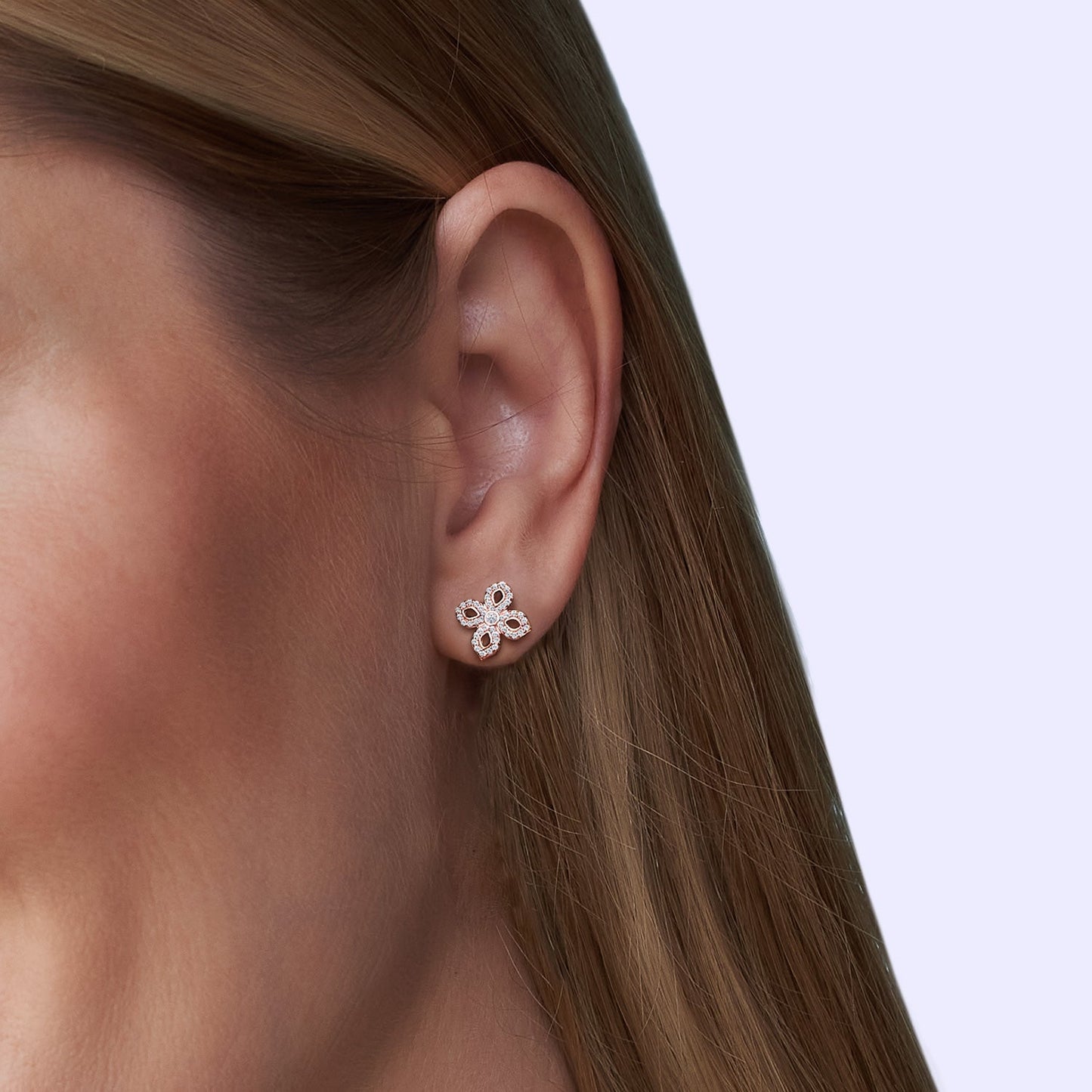 La Fleur Diamond Silhouette Studs_Product Angle_Lifestyle Image