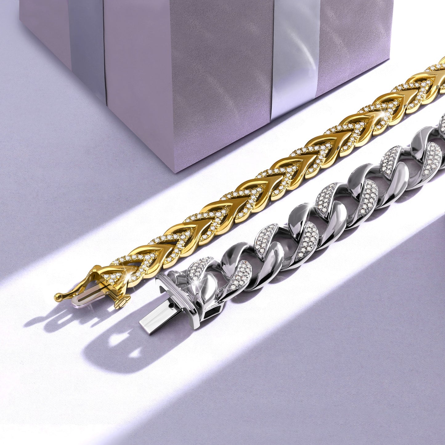 Alternating Diamond Cuban Link Bracelet