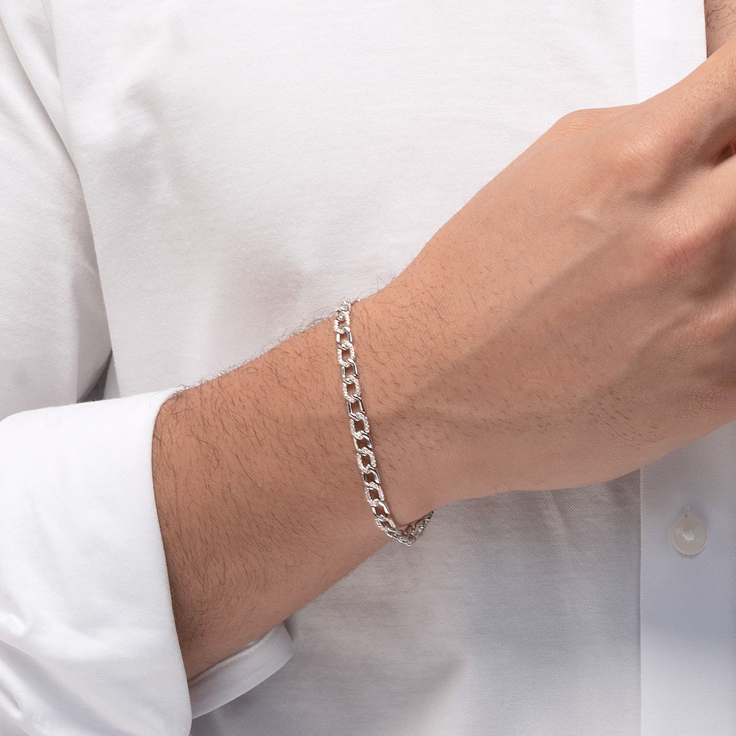 Alternating Diamond Hexagon Link Bracelet