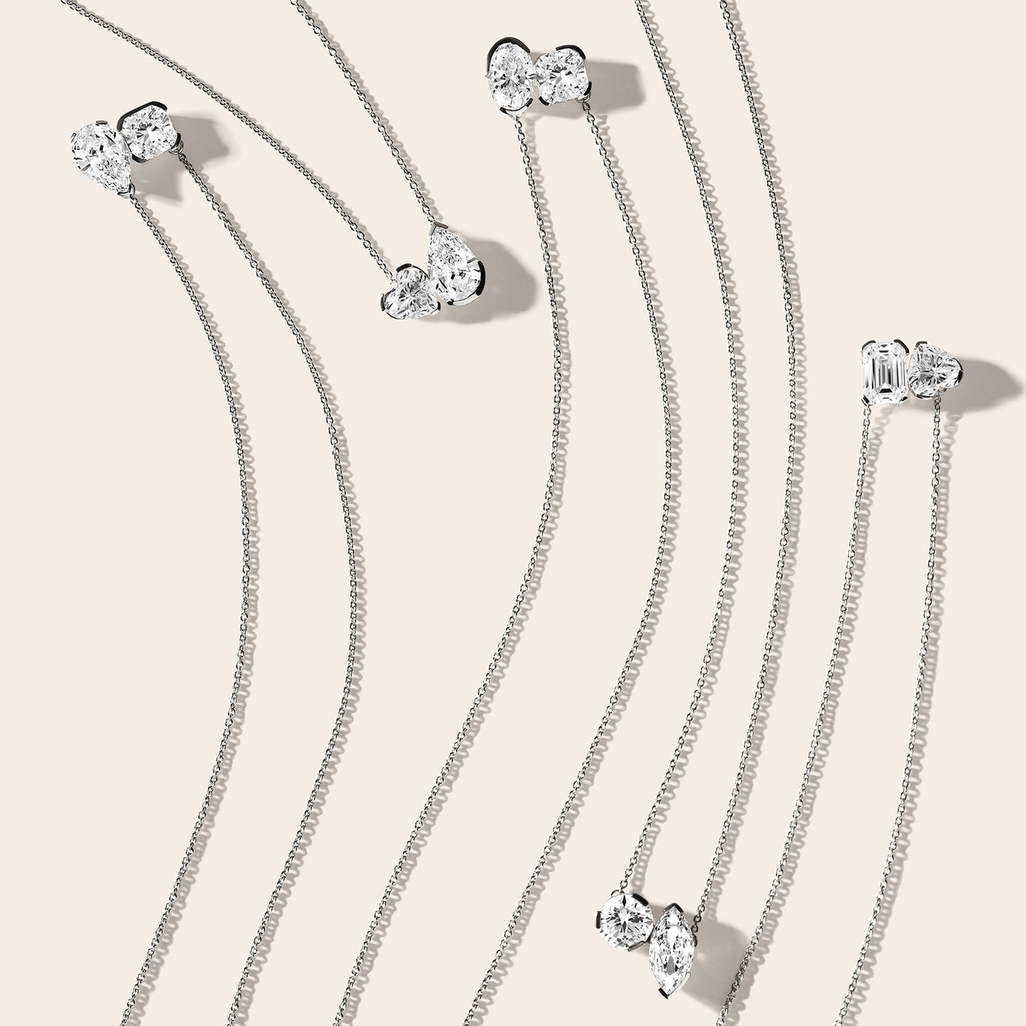 Cushion Pear Diamond Two-Stone Necklace