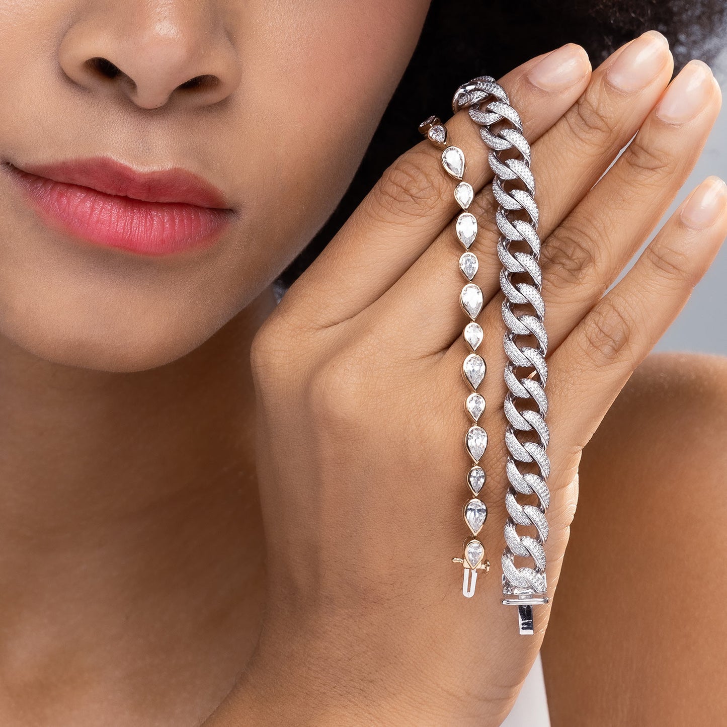 Asymmetrical Bezel-set Pear Tennis Bracelet