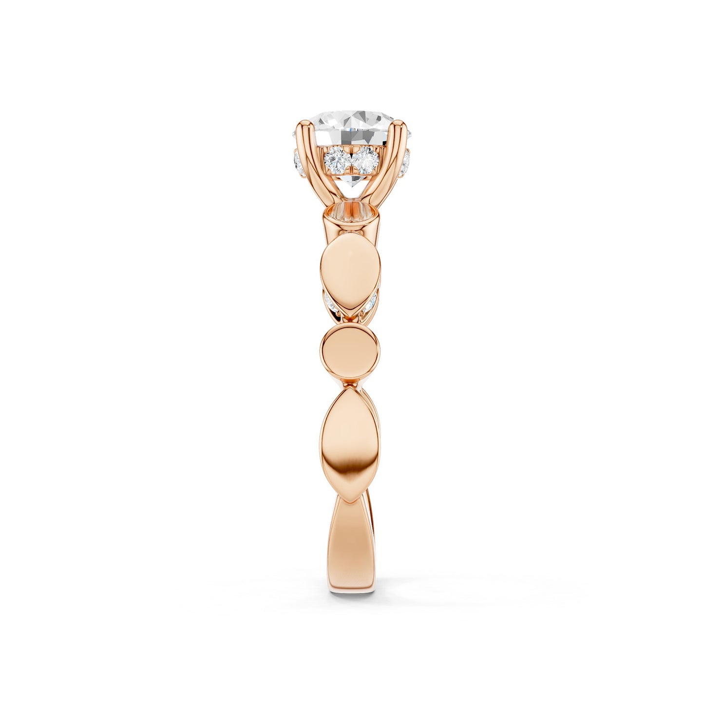 Round Hidden Halo Accent Diamond Ring