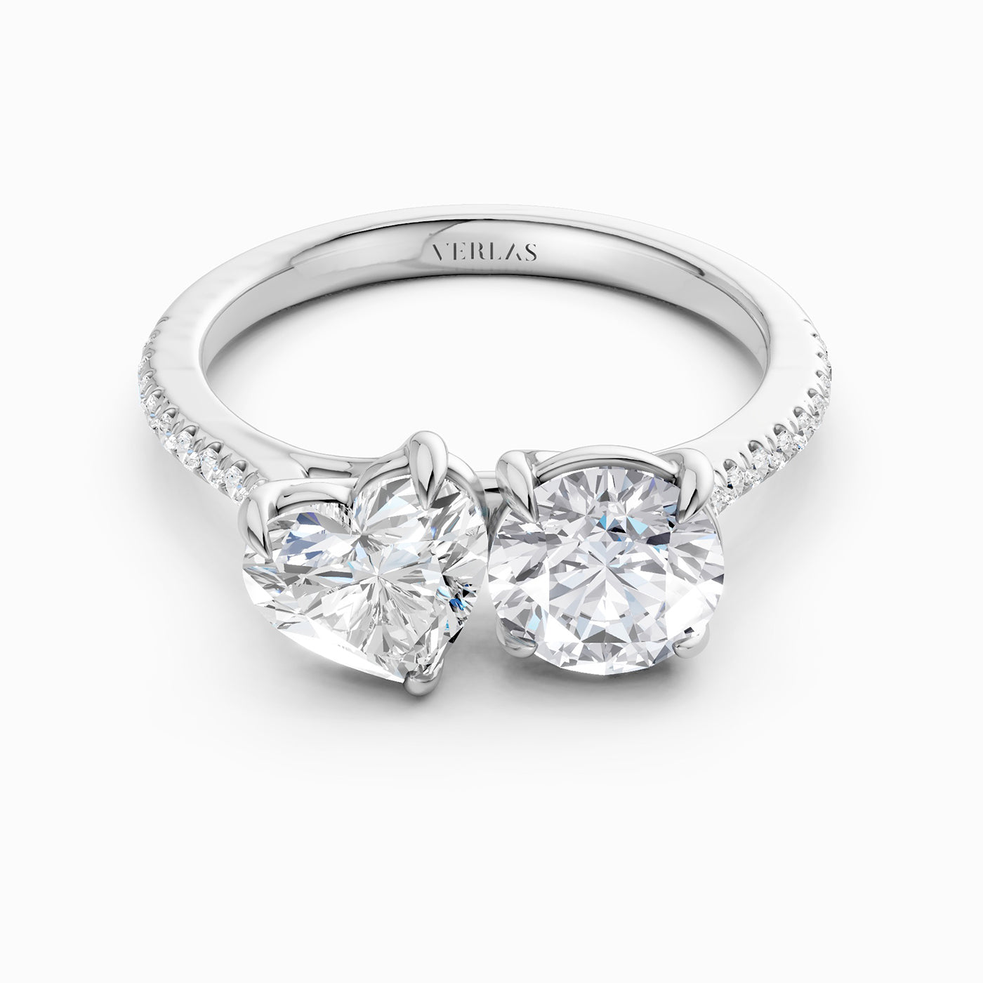 Heart Round Two Stone Diamond Ring – Verlas - Main Image
