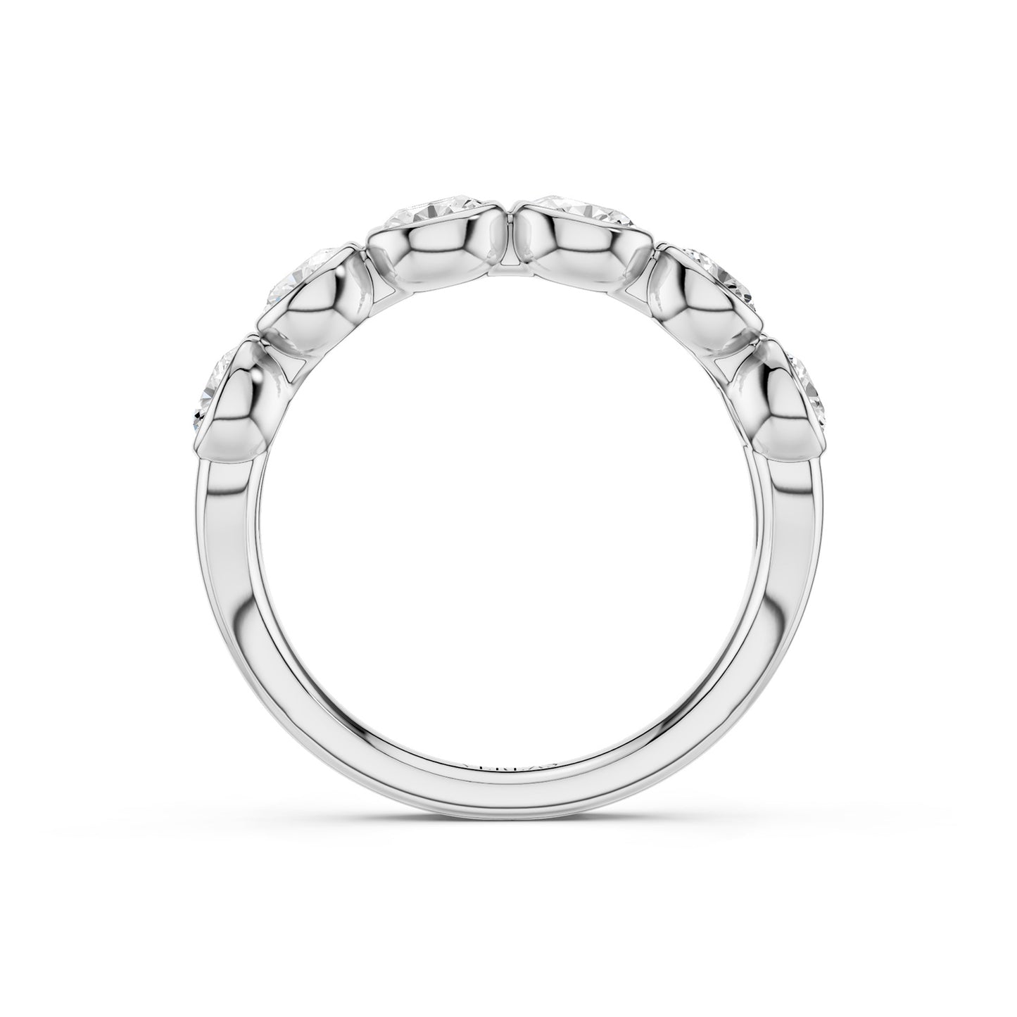 Two-Tier Oval Bezel-Set Diamond Band