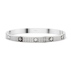 La Fleur 3-Diamond Rows Round Bangle