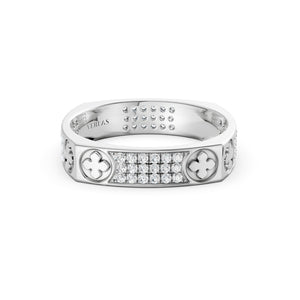La Fleur 4mm 4-Diamond Rows Square Band