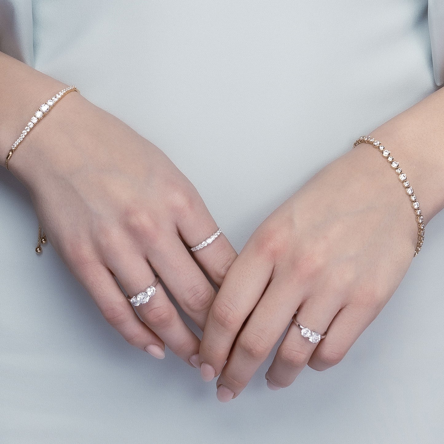 Asymmetrical Bezel-Set Round Tennis Bracelet