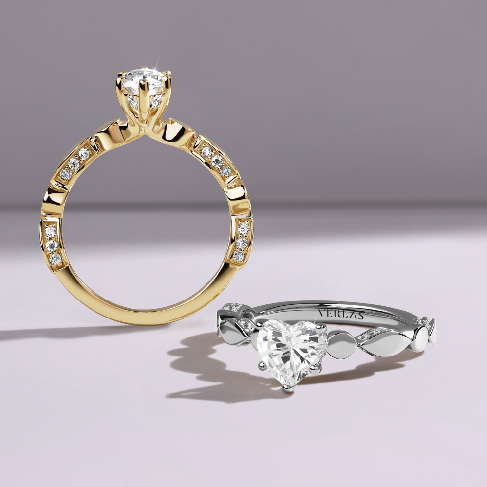 Heart Hidden Halo Accent Diamond Ring