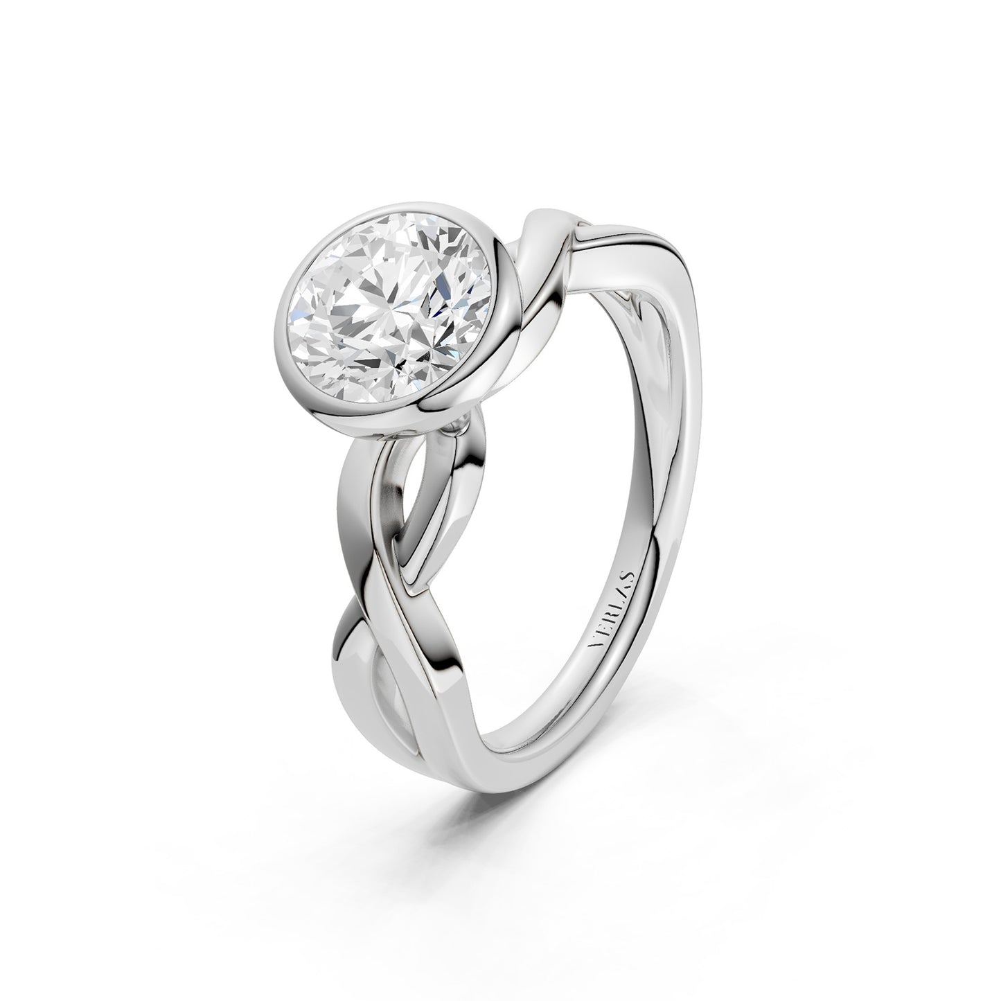 Twisted Bezel Round Diamond Ring