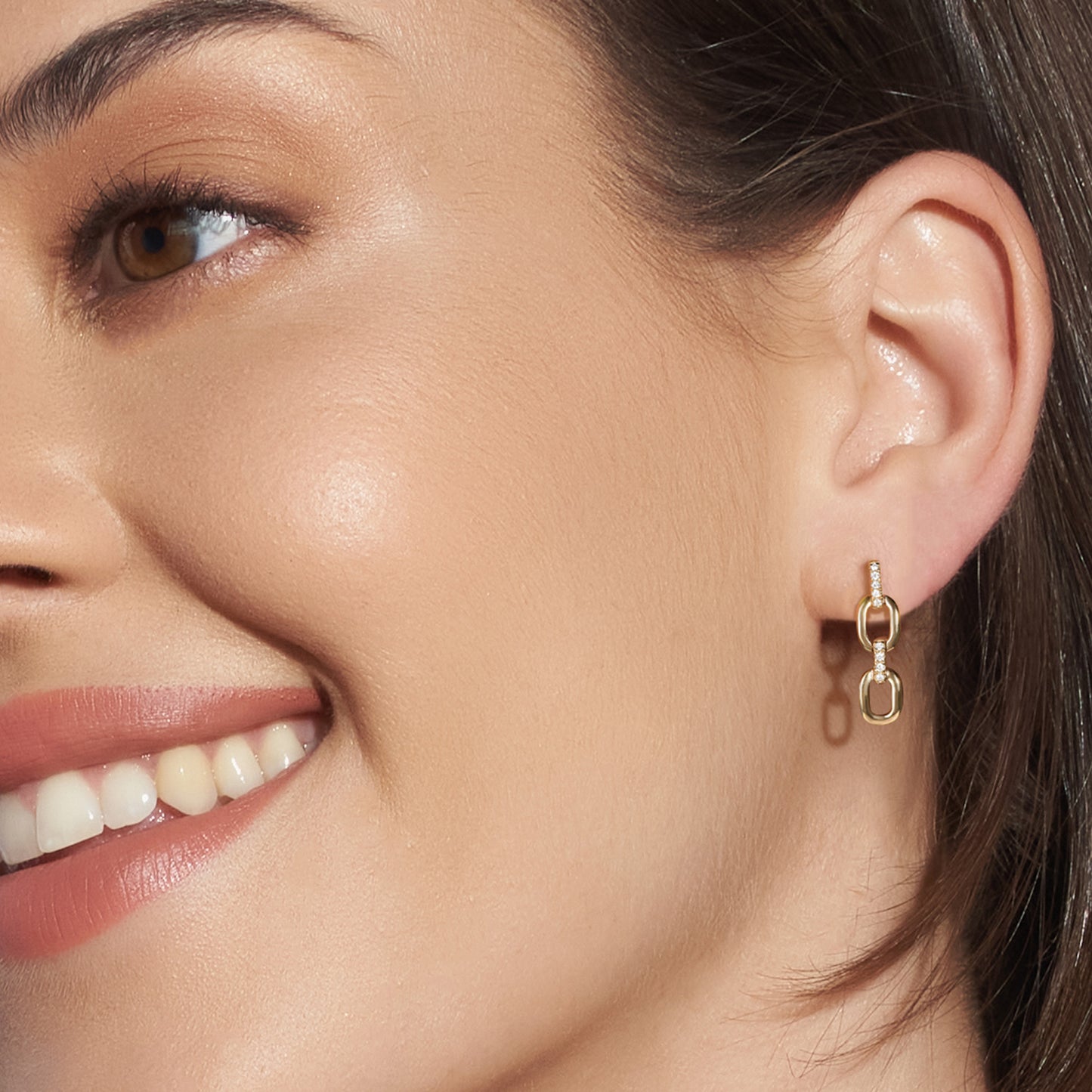 Together Forever 2-Diamond Links Drop Earrings