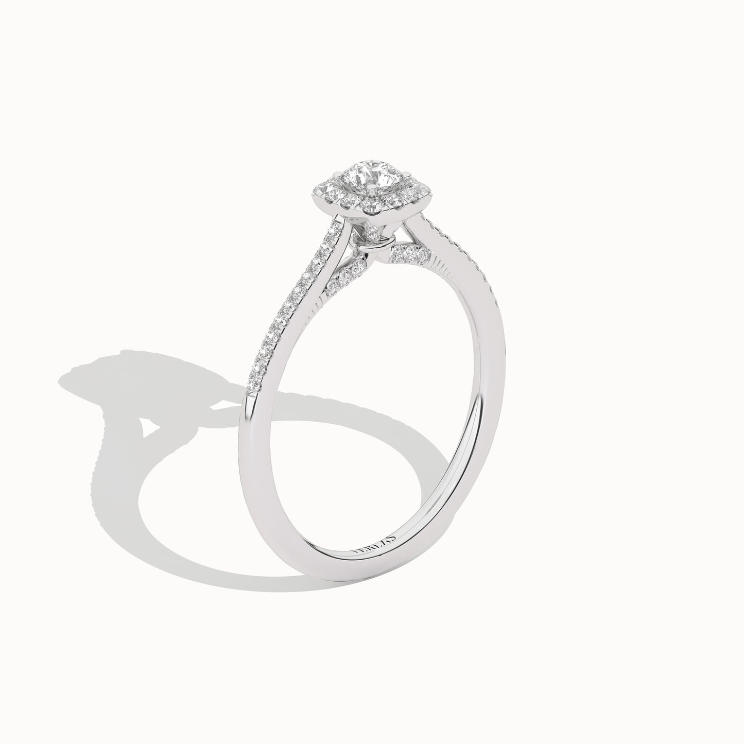 Round-Center Princess Halo Ring