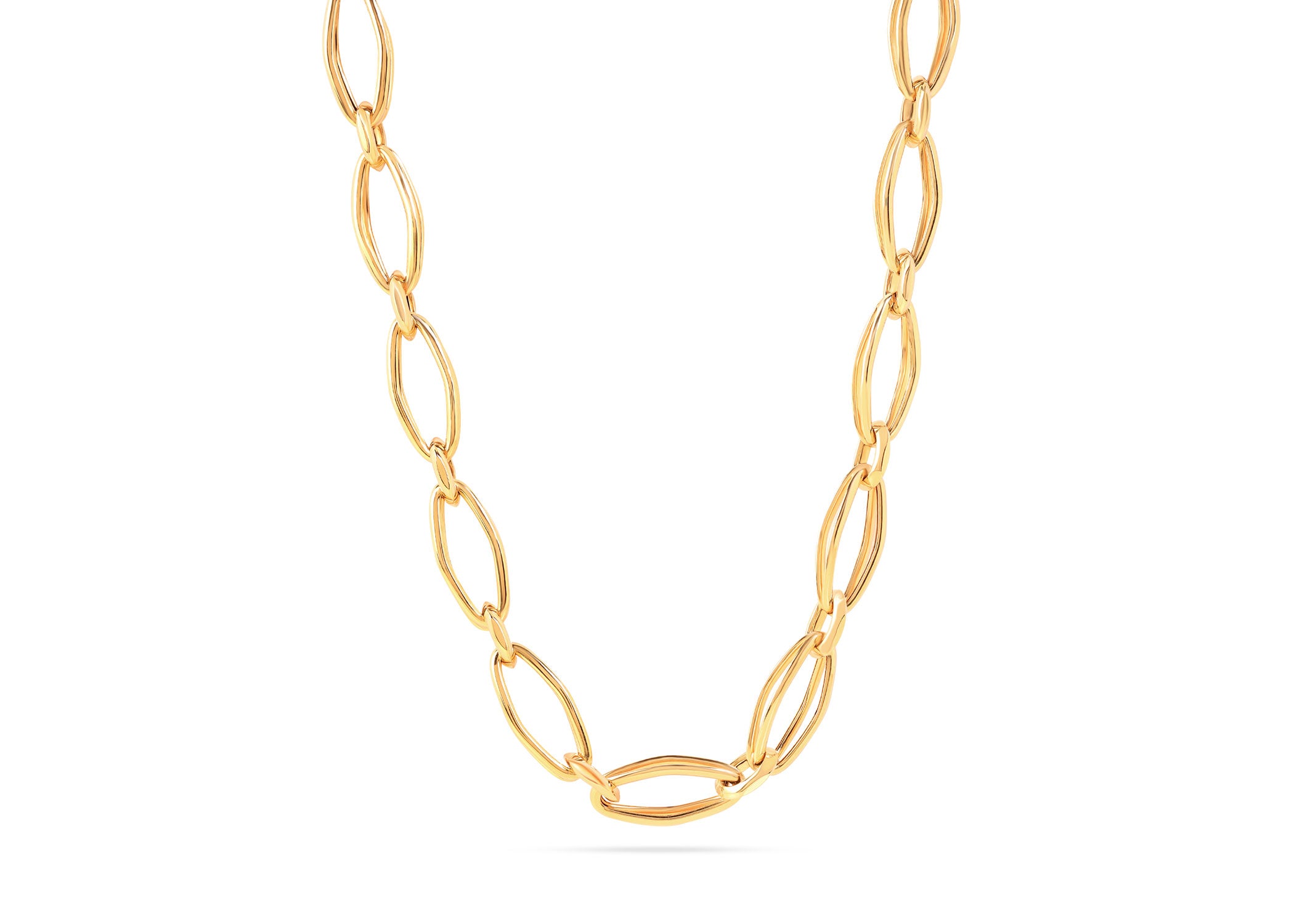 Polished Marquise Link Chain | 14K Real Gold