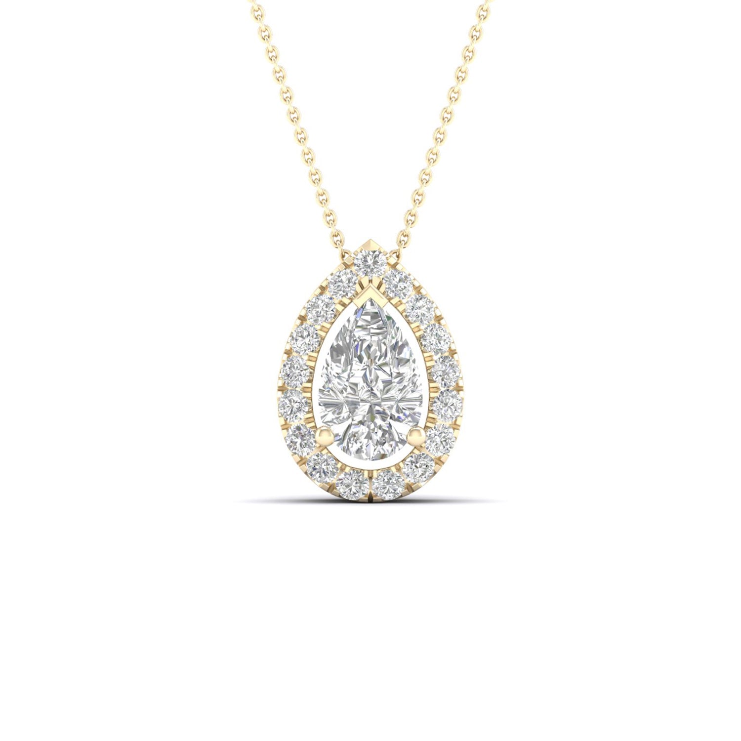 Dewdrop Halo Necklace_Product Angle_1/3Ct. - 1