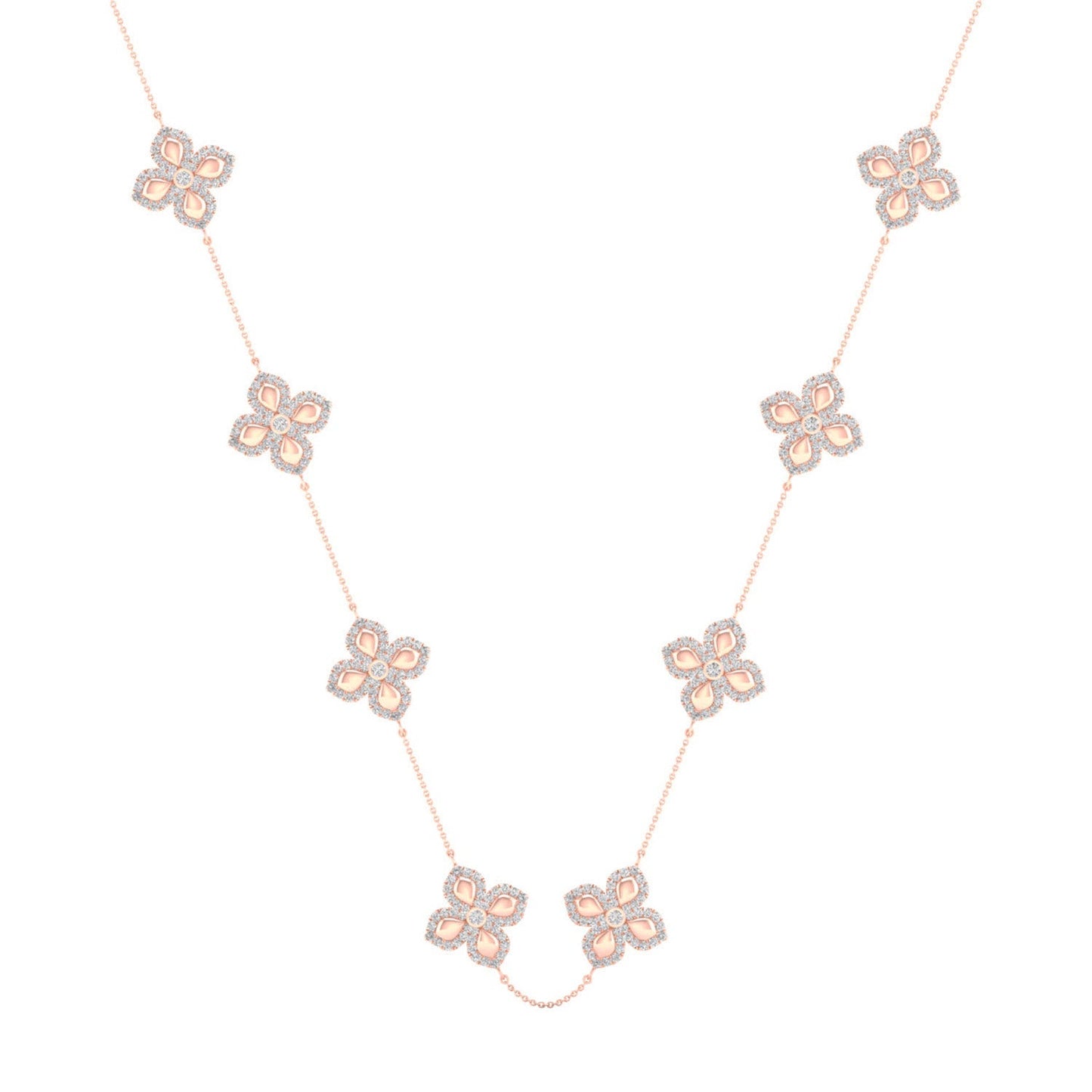 La Fleur Diamond Contour Stationed Necklace_Product Angle_1 1/3 - 1