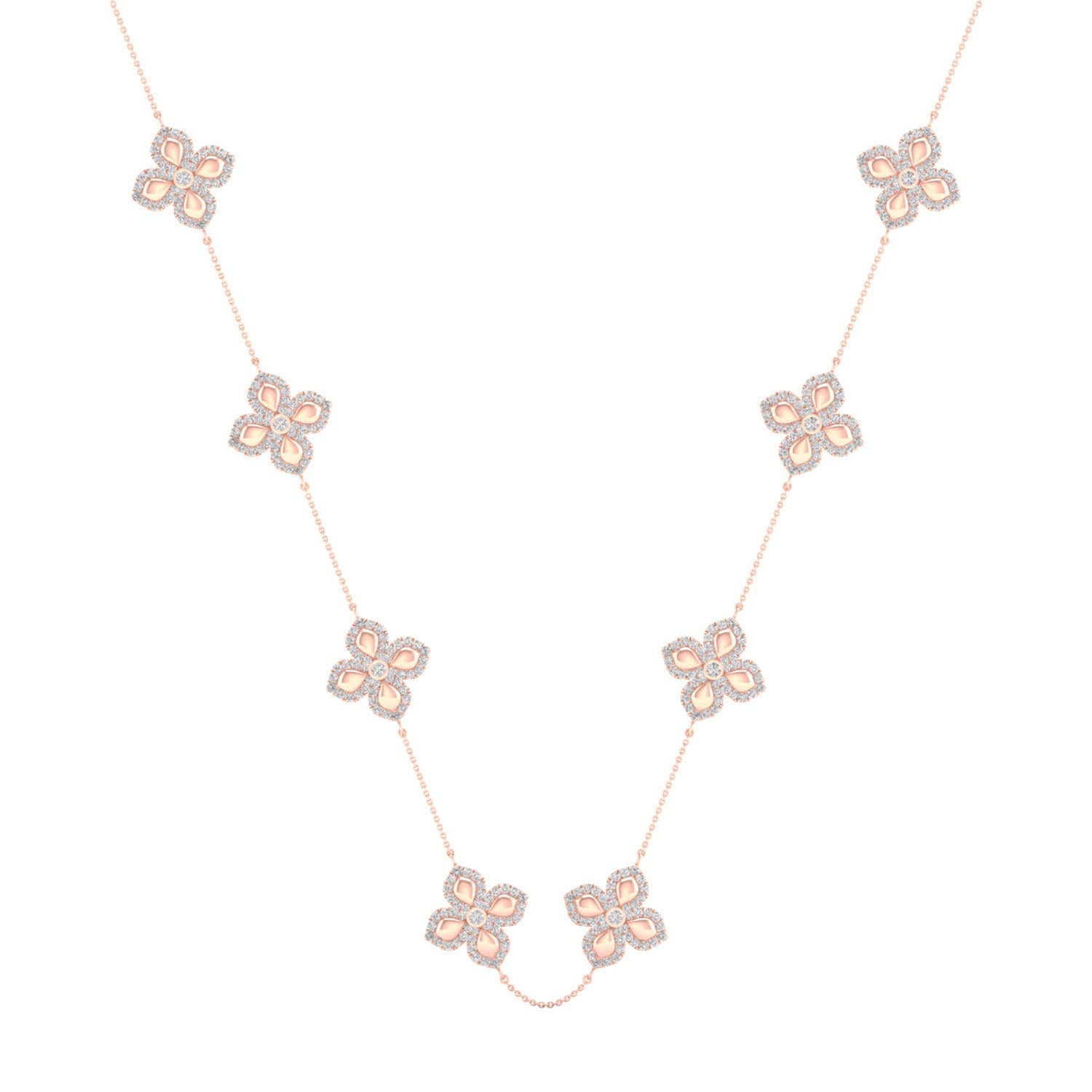 La Fleur Diamond Contour Stationed Necklace_Product Angle_1 1/3 - 1