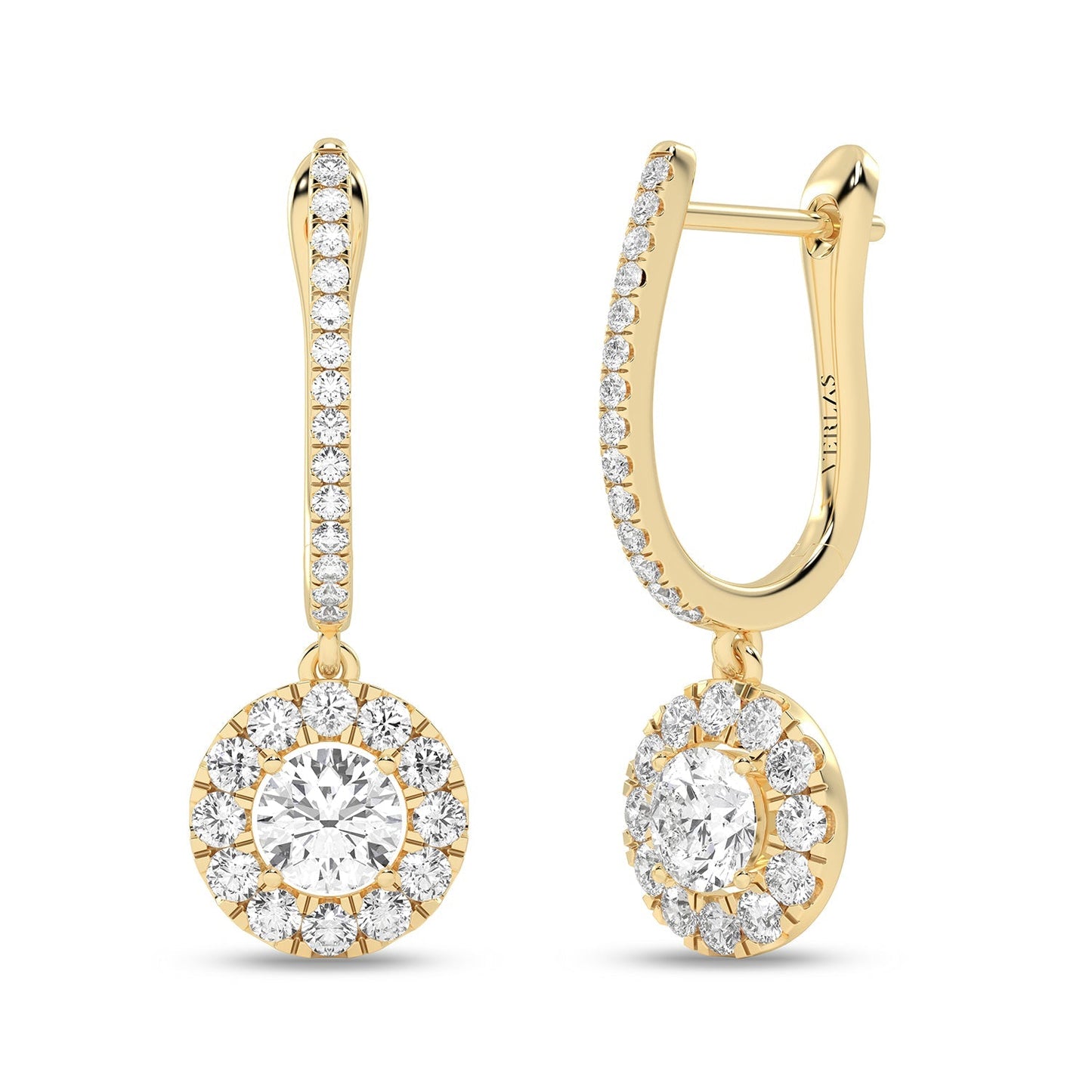 Round Halo Drop Earrings_Product Angle_7/8 Ct. -  2