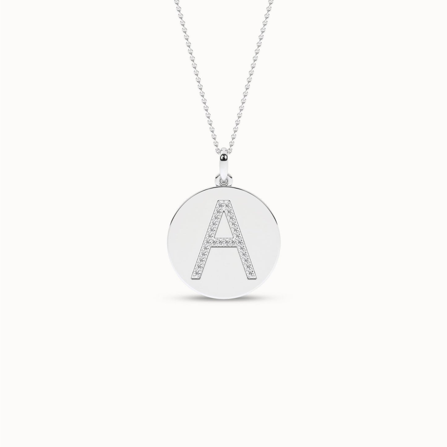 Diamond Initial Disc Necklace_Product Angle_PCP Main Image