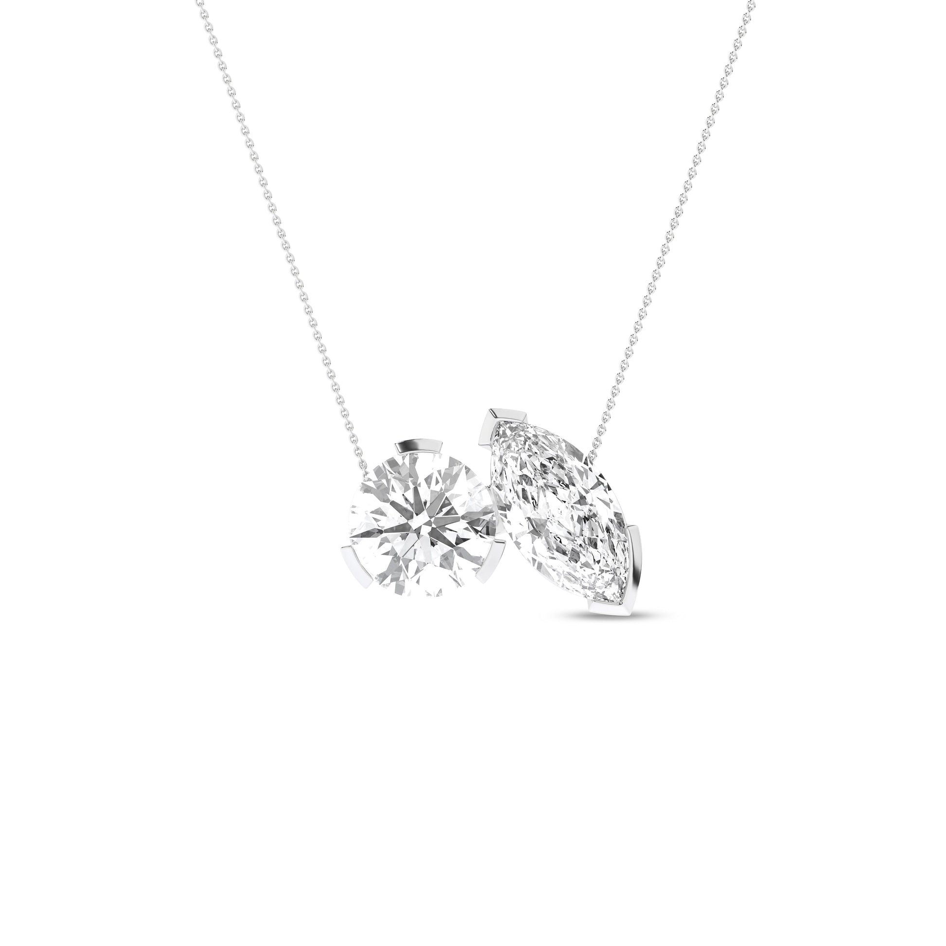 Atmos Round Marquise Diamond Two-Stone Necklace_Product Angle_2 Ct. - 1