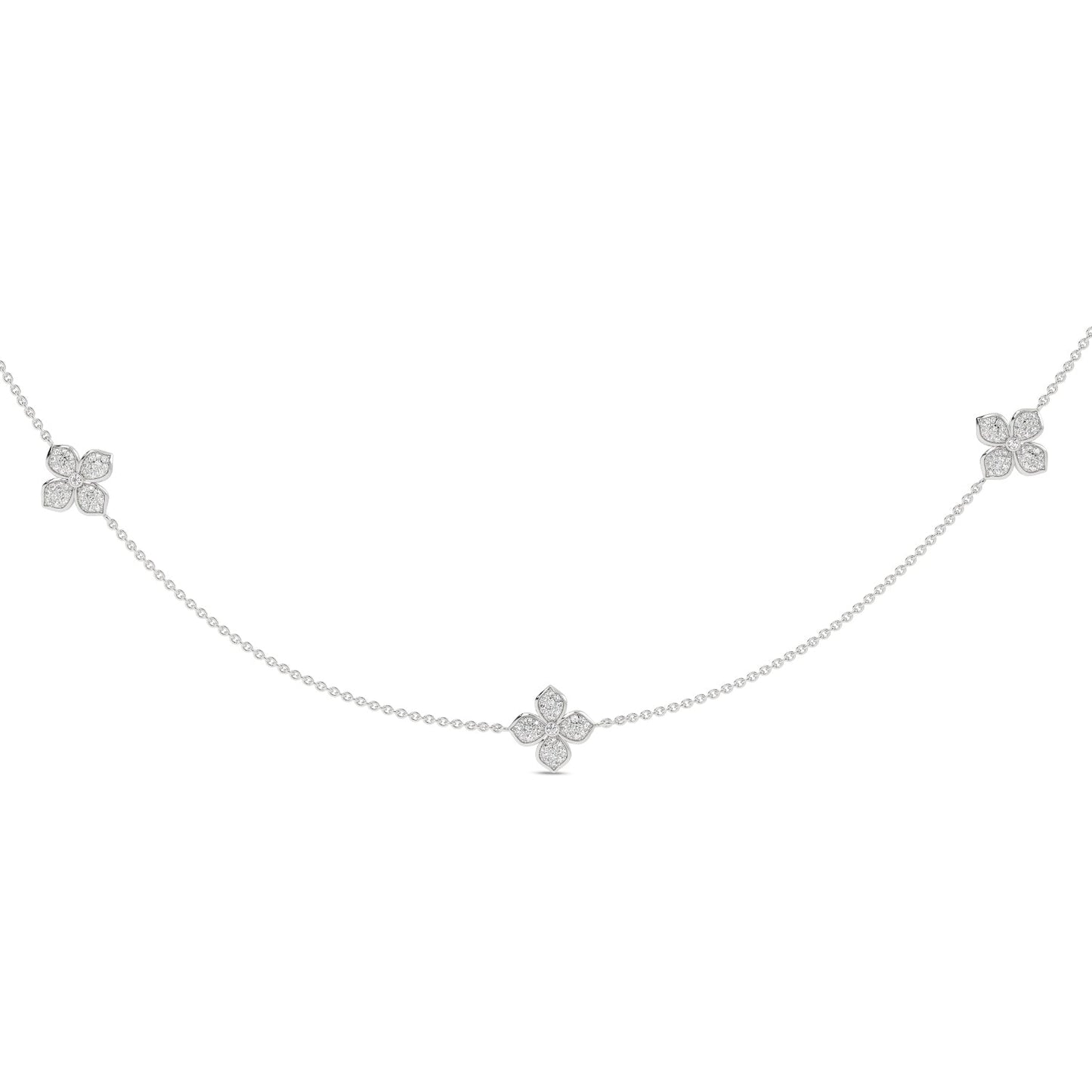 La Fleur Petite Diamond Radiant Stationed Necklace_Product Angle_1 3/4 - 4