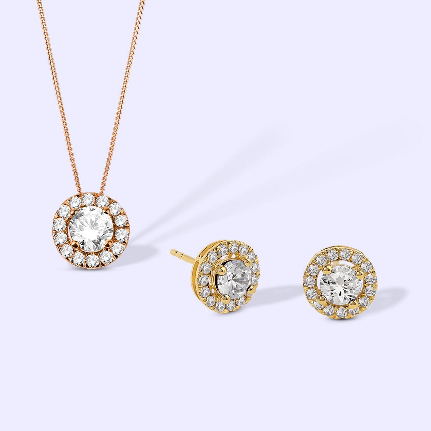 Round Halo Diamond Set (3 Pcs.)