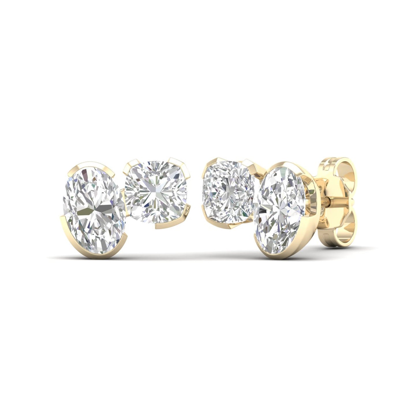 Atmos Oval Round Diamond Two Stone Studs_Product angle _2 - 2