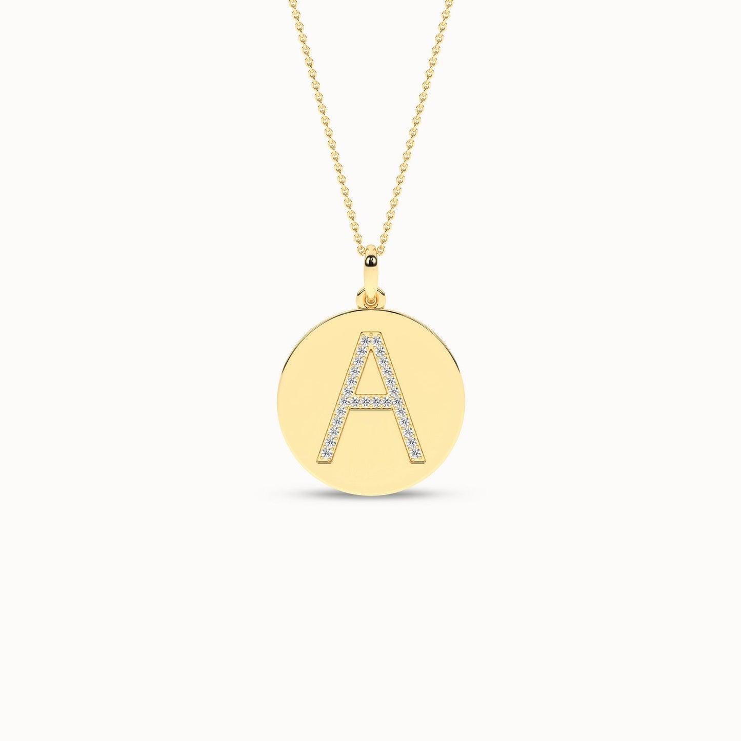 Diamond Initial Disc Necklace_Product Angle_PCP Main Image