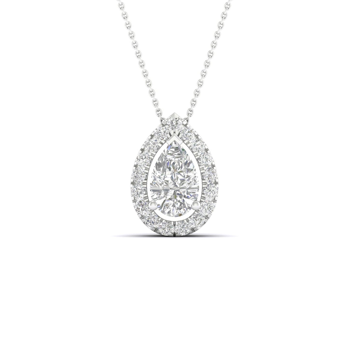 Dewdrop Halo Necklace_Product Angle_1/3Ct. - 1