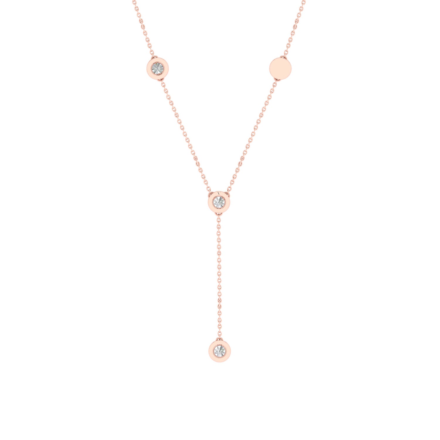 Encompassing Round Stationed Y Necklace_Product angle_1/4 Ct. - 3