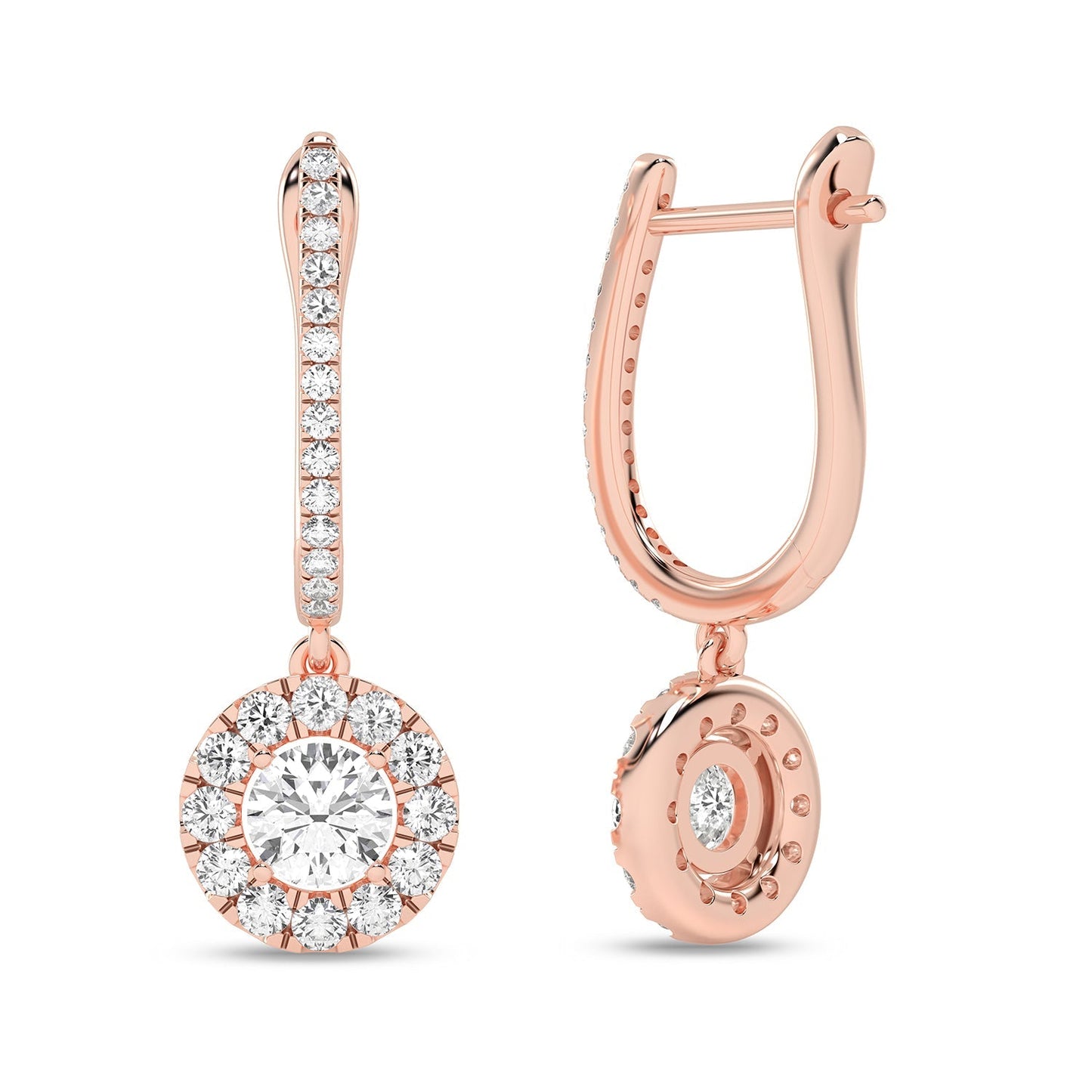 Round Halo Drop Earrings_Product Angle_7/8 Ct. -  3