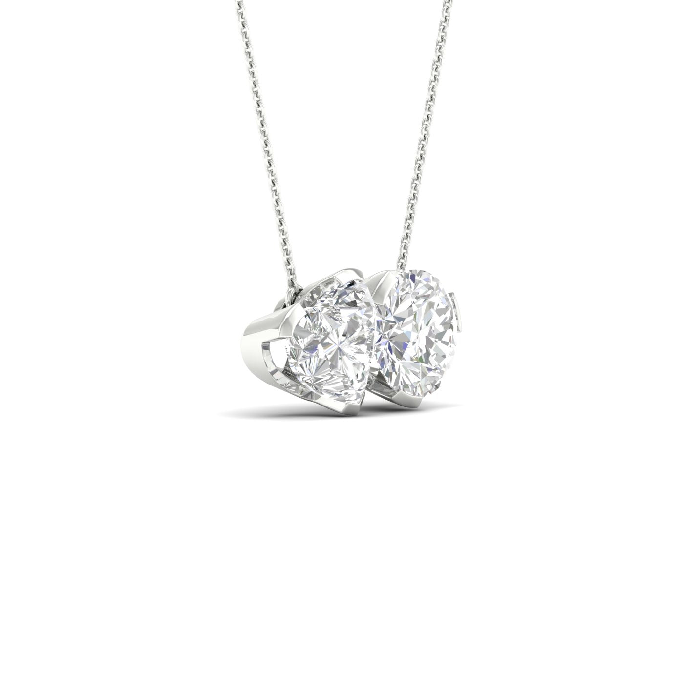 Atmos Heart Round Diamond Two-Stone Necklace_Product Angle_2 Ct. - 2