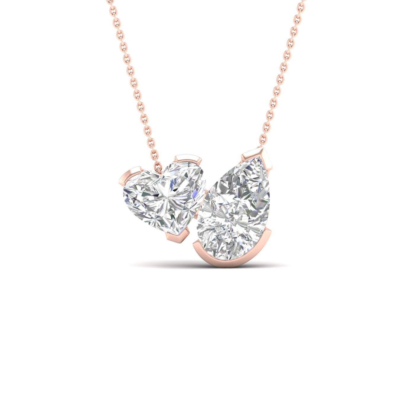 Atmos Heart Pear Diamond Two-Stone Necklace_Product Angle_2 Ct. - 1