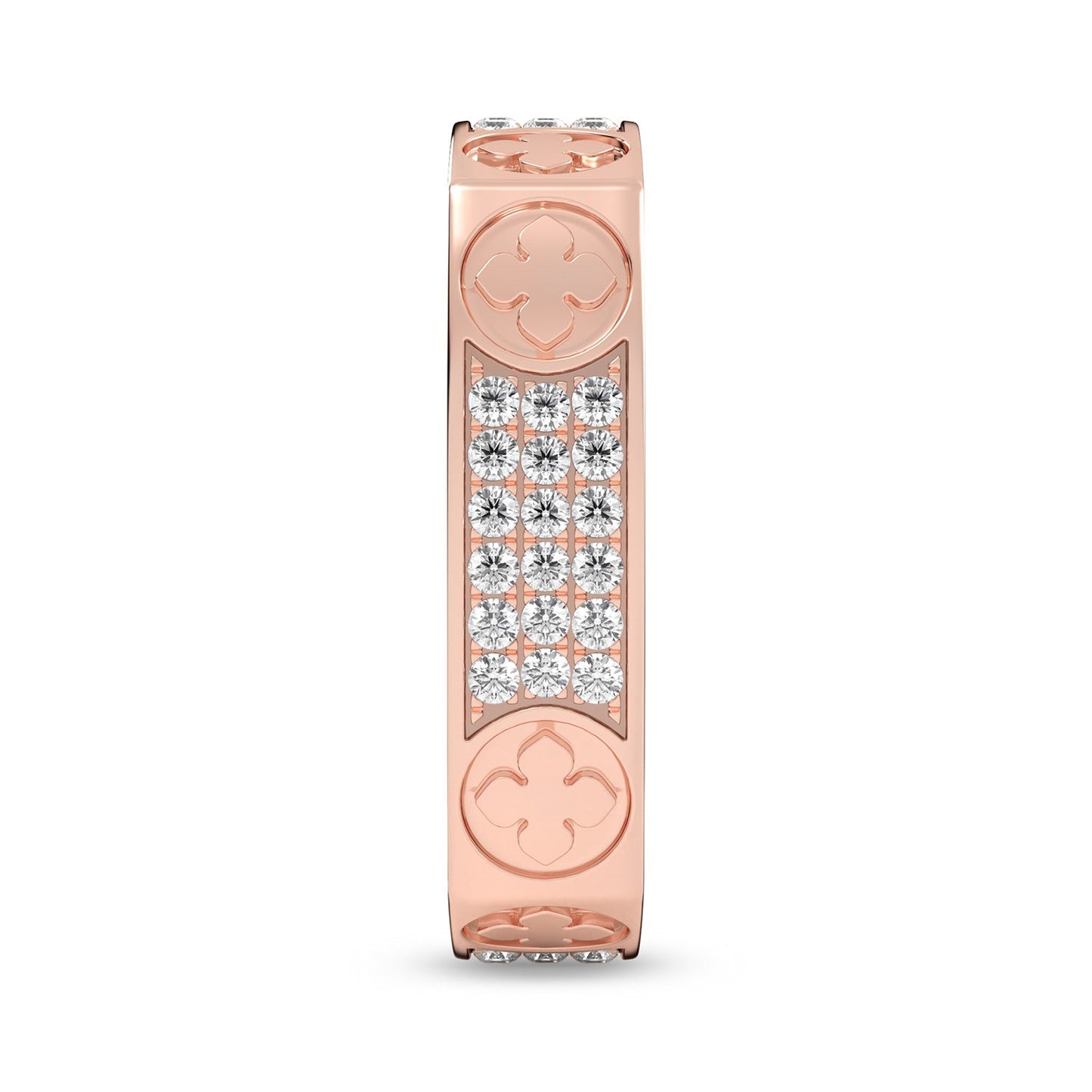 La Fleur 4mm 4-Diamond Rows Square Band_Product Angle_1/3 - 3