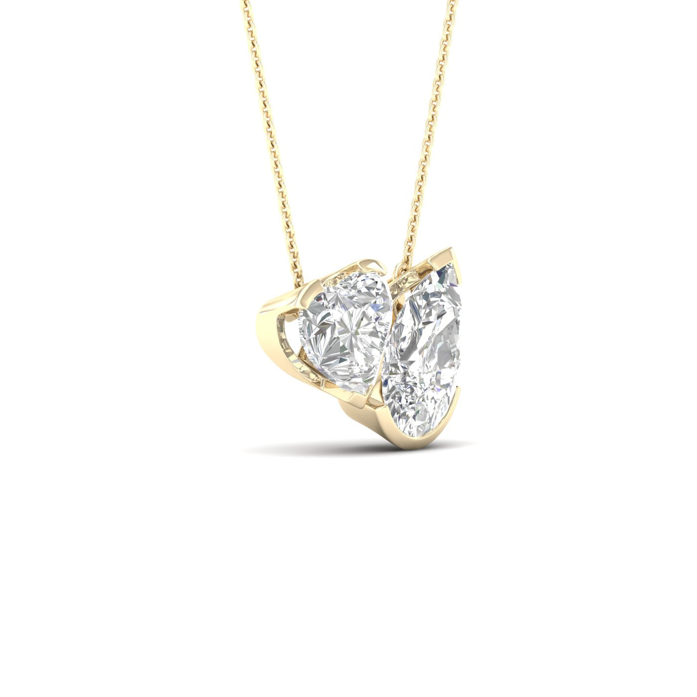 Atmos Heart Pear Diamond Two-Stone Necklace_Product Angle_2 Ct. - 2