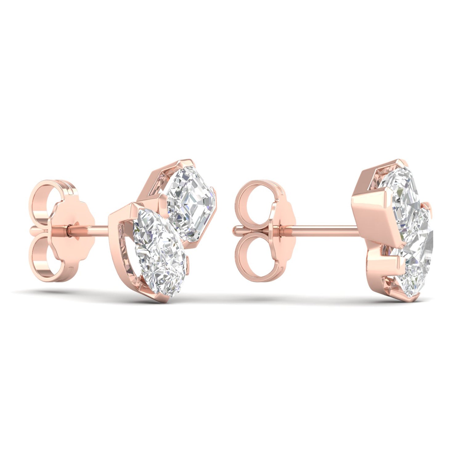 Atmos Pear Cushion Diamond Two Stone Studs_Product angle _2 - 3