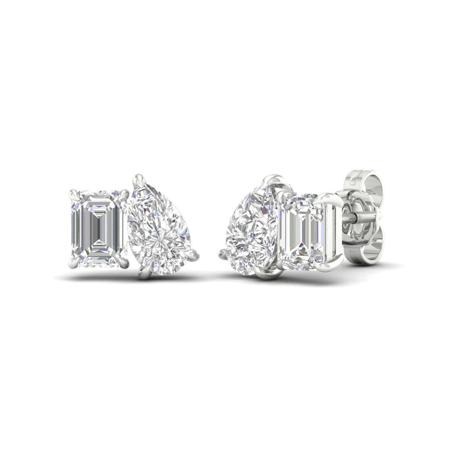 Atmos Emerald Pear Diamond Two Stone Studs_Product angle _2 - 2