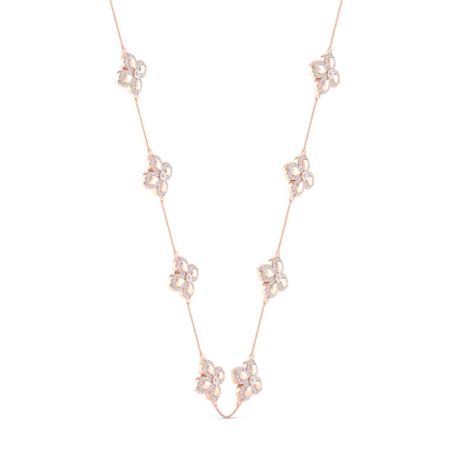 La Fleur Diamond Contour Stationed Necklace_Product Angle_1 1/3 - 2