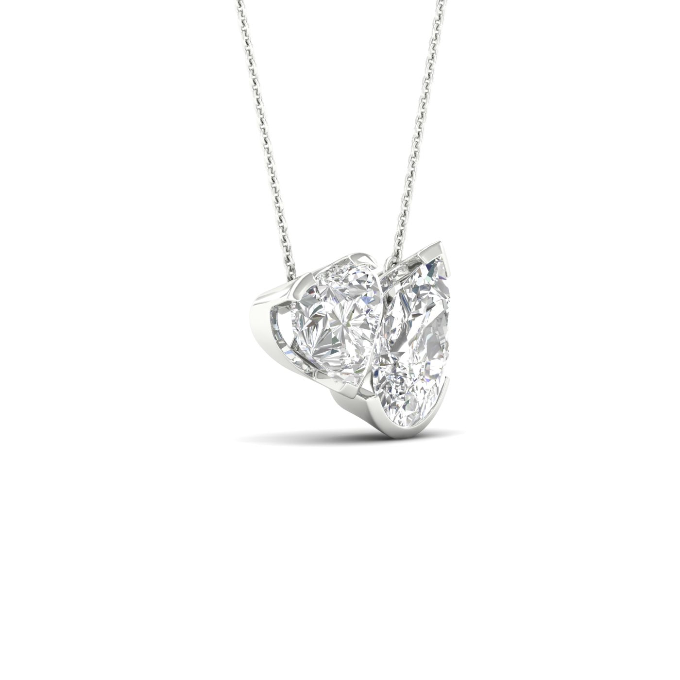 Atmos Heart Pear Diamond Two-Stone Necklace_Product Angle_2 Ct. - 2