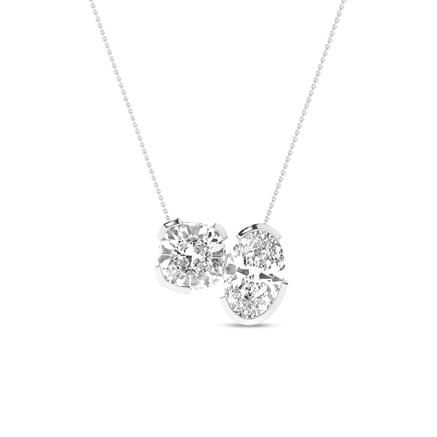 Atmos Cushion Oval Diamond Two-Stone Necklace_Product Angle_2 Ct. - 1