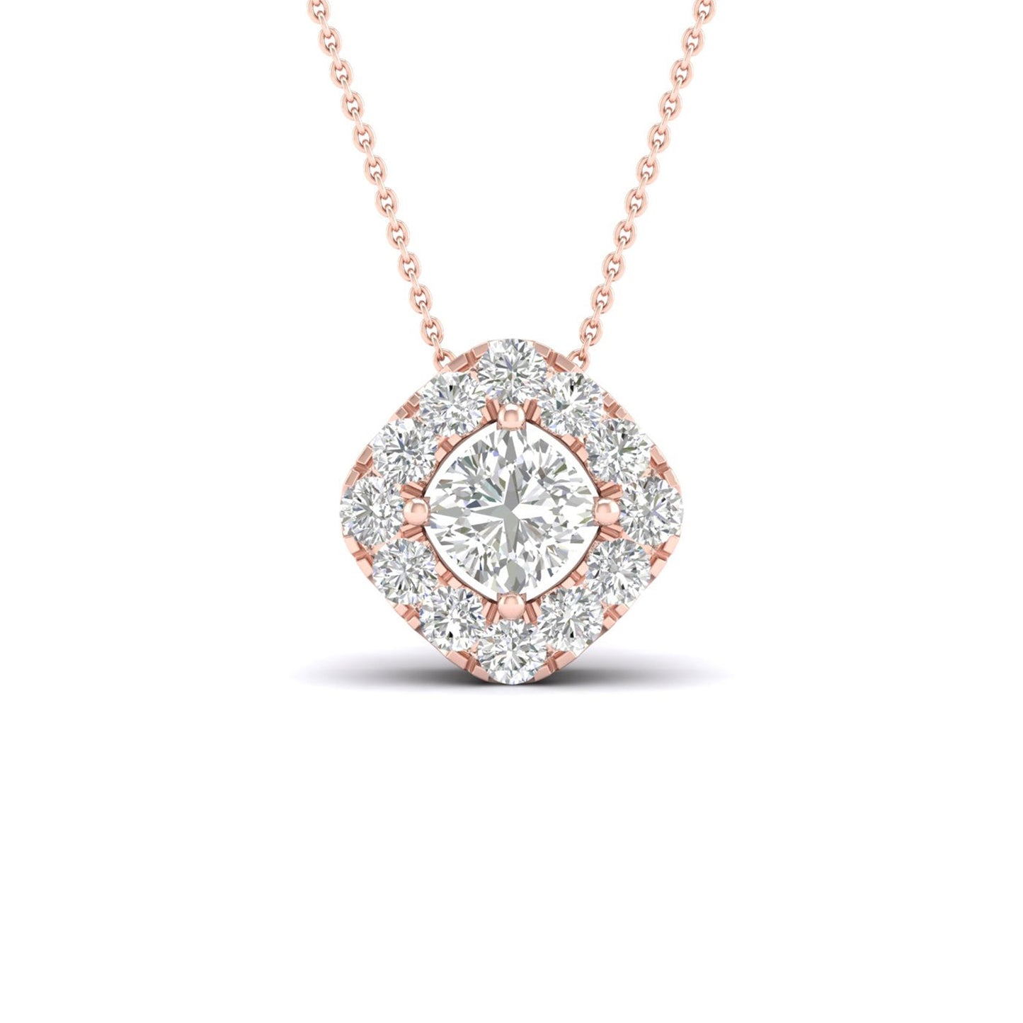 Cushion Halo Necklace_Product angle_1/2 Ct. - 1