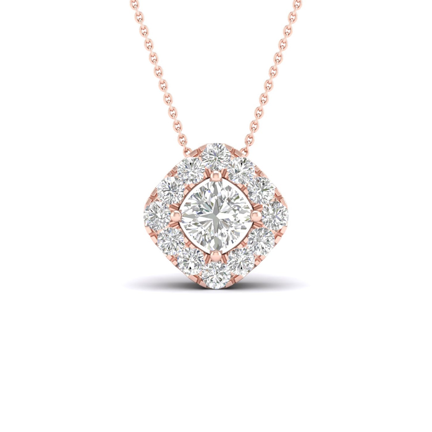 Cushion Halo Necklace_Product angle_1/2 Ct. - 1