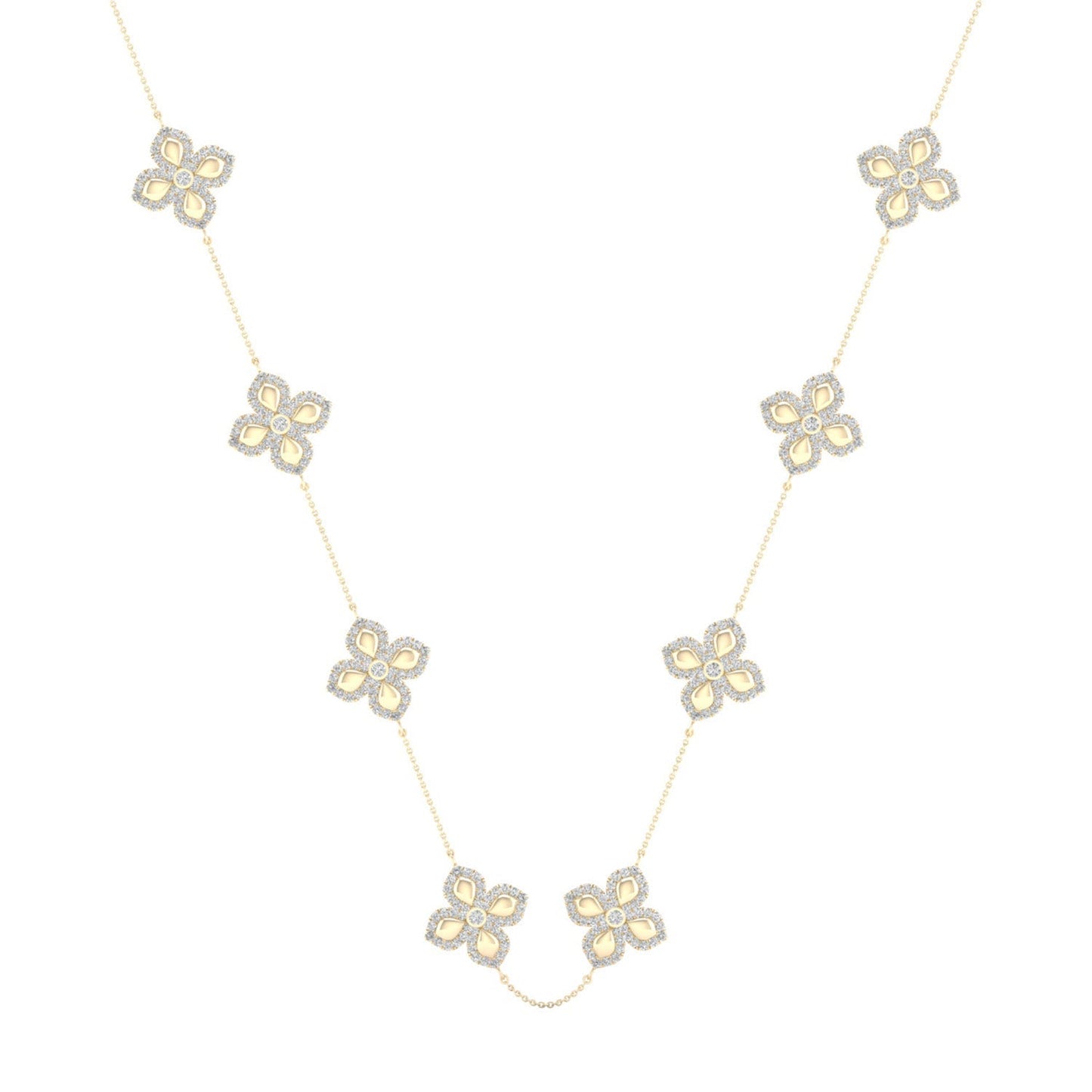 La Fleur Diamond Contour Stationed Necklace_Product Angle_1 1/3 - 2