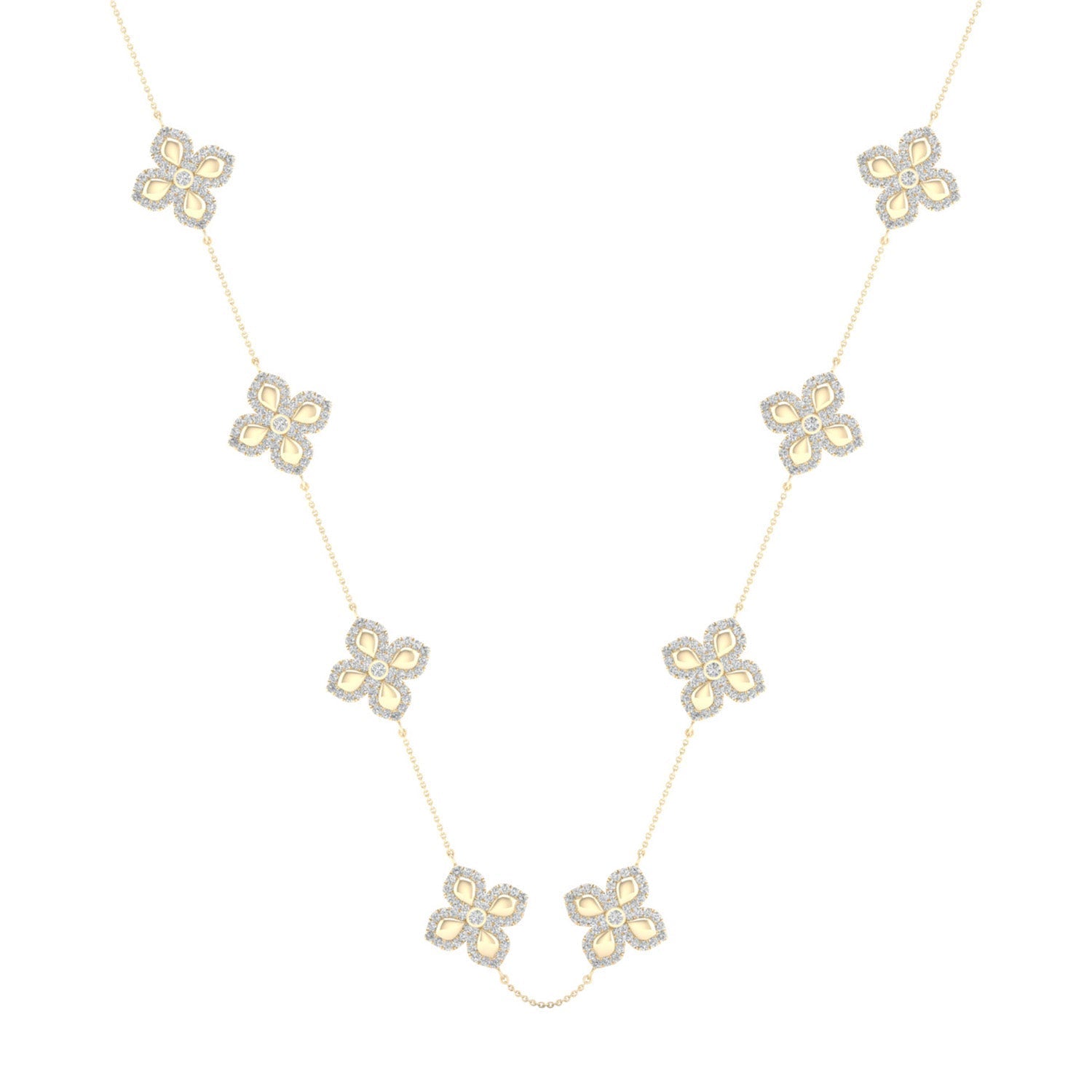 La Fleur Diamond Contour Stationed Necklace_Product Angle_1 1/3 - 2