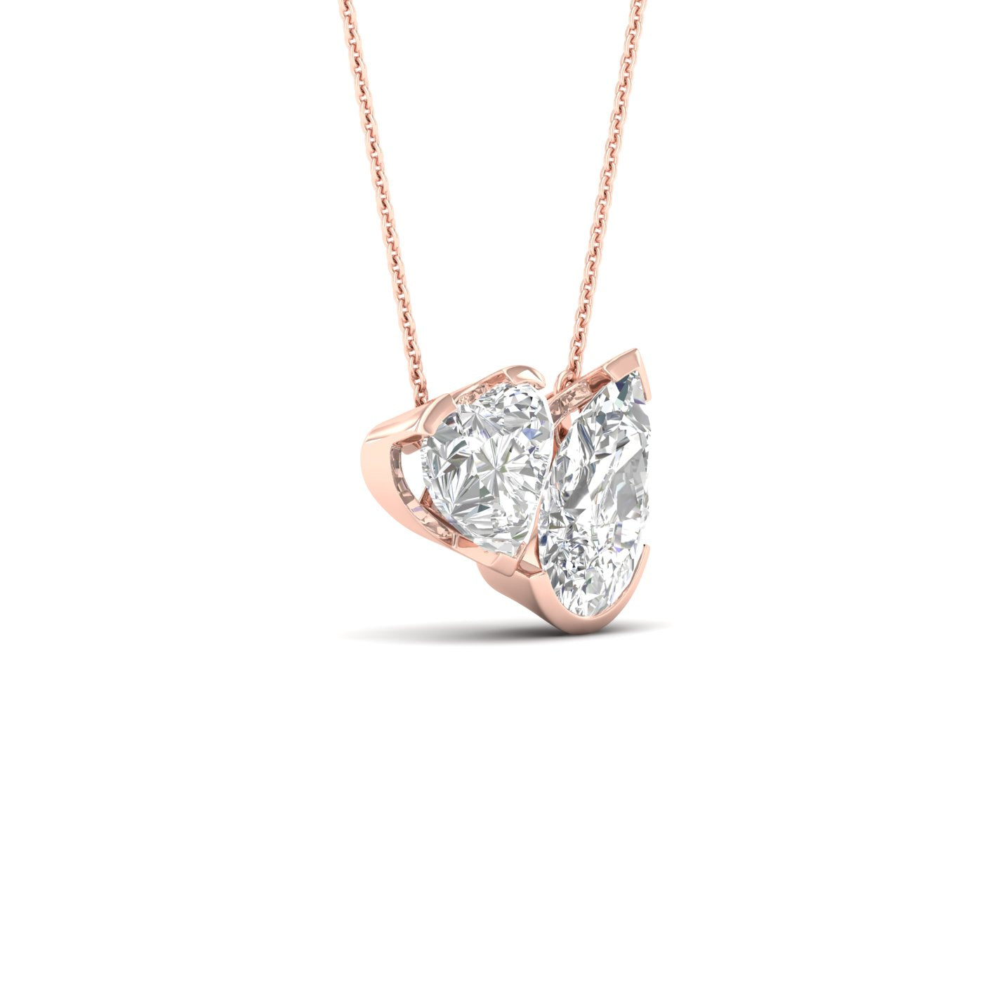 Atmos Heart Pear Diamond Two-Stone Necklace_Product Angle_2 Ct. - 2