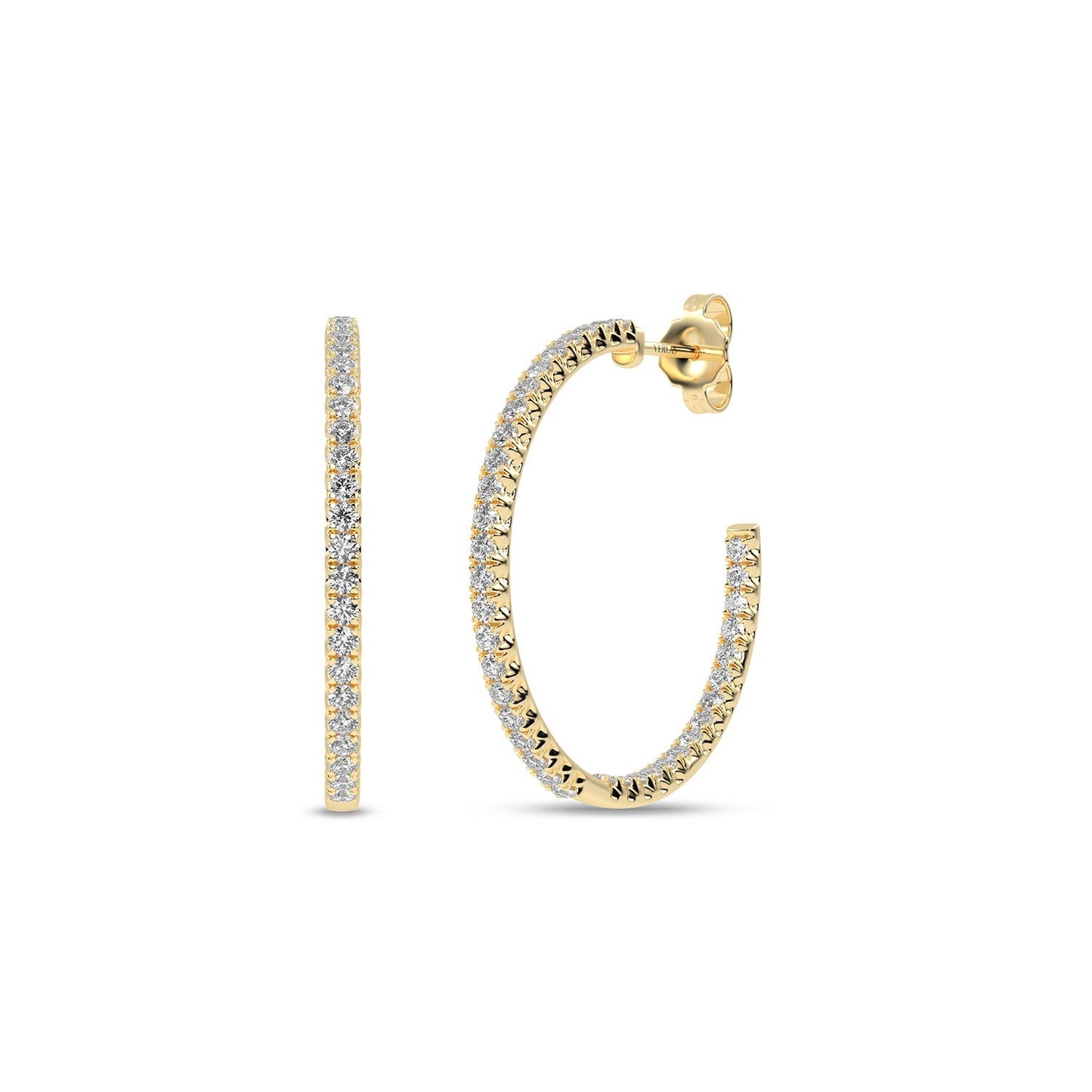 Petite Inside Out Atmos Diamond Hoops_Product angle _3/4 - 2