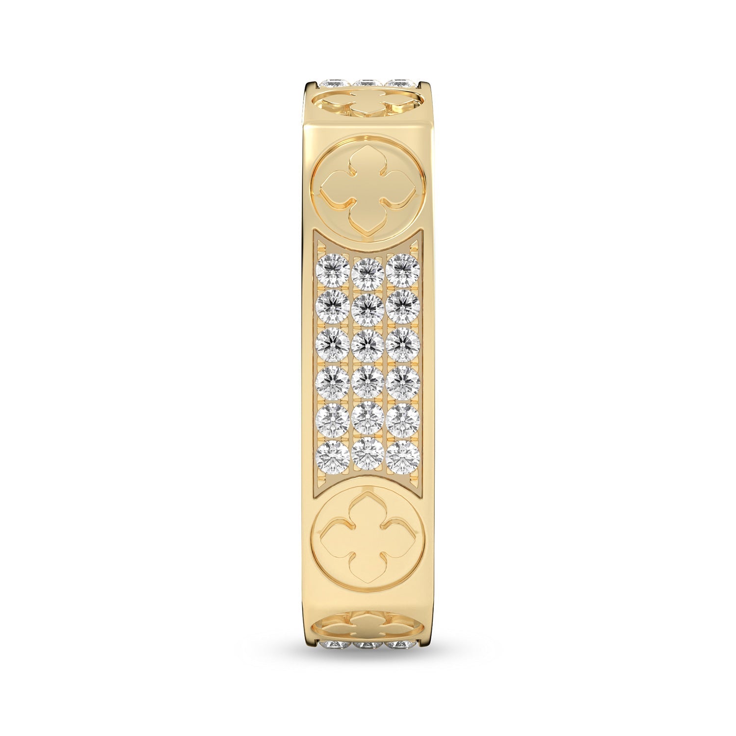 La Fleur 4mm 4-Diamond Rows Square Band_Product Angle_1/3 - 3