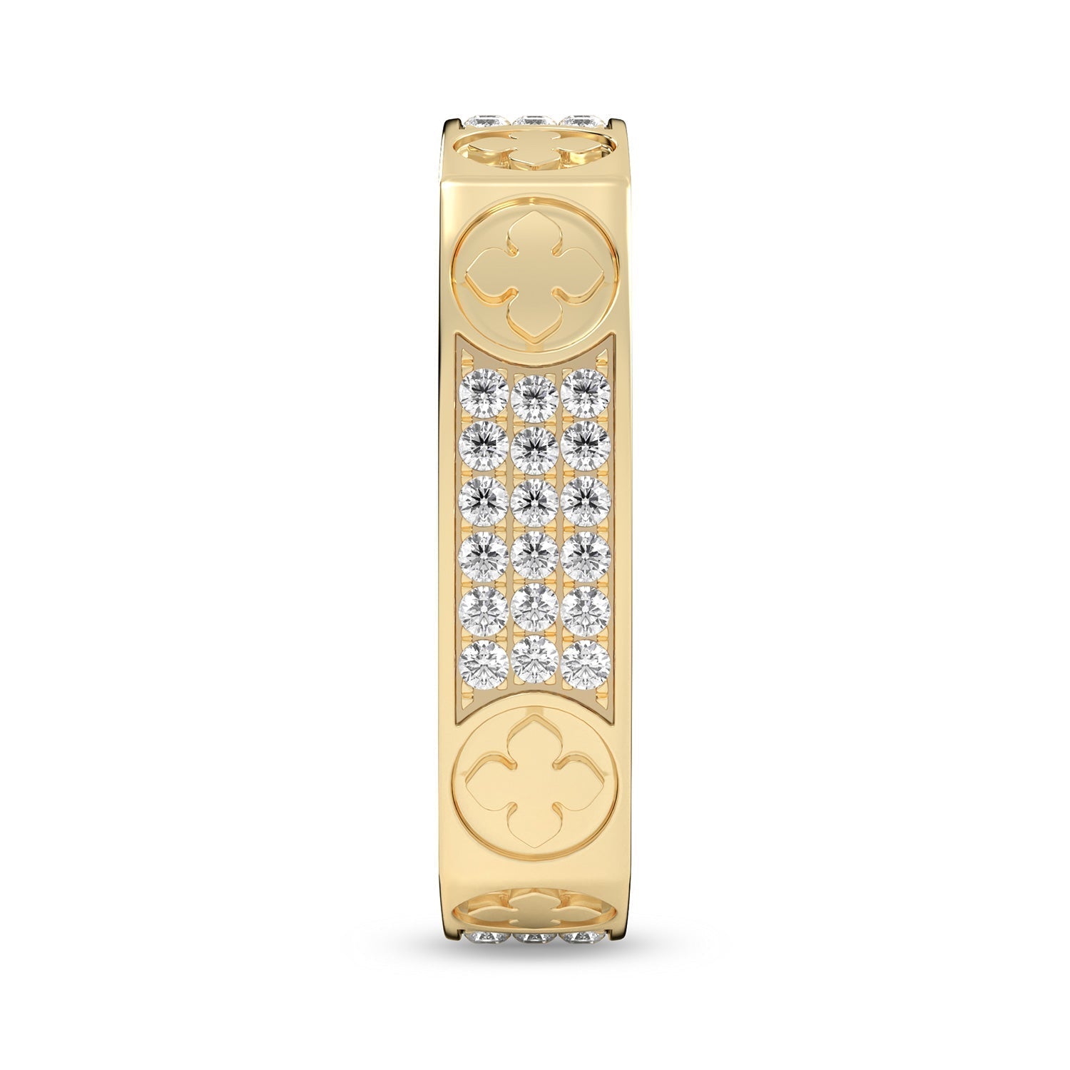 La Fleur 4mm 4-Diamond Rows Square Band_Product Angle_1/3 - 3