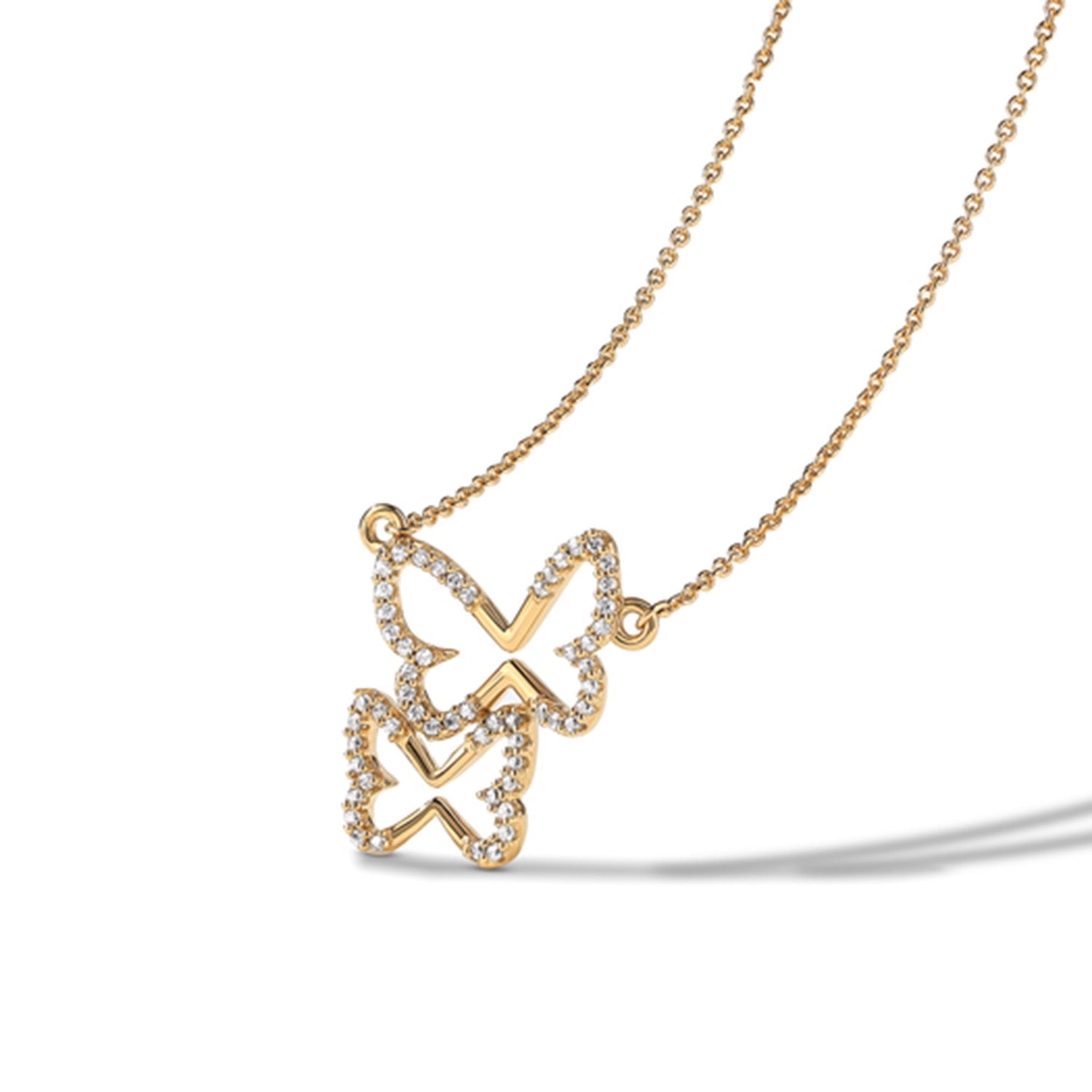 Double Butterfly Silhouette Necklace_Product Angle_Creative Image