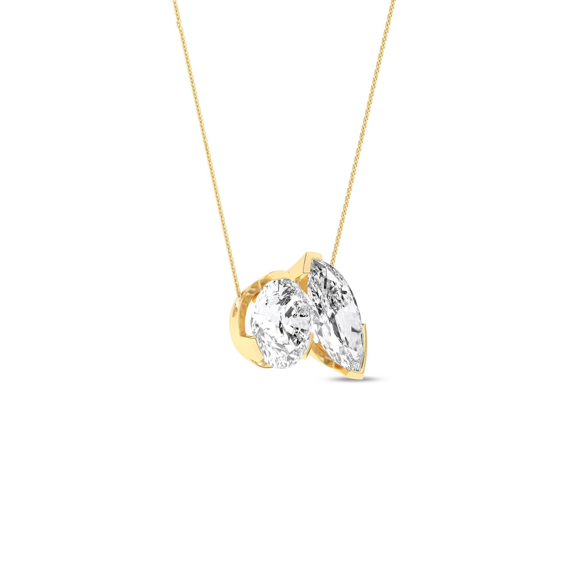 Atmos Round Marquise Diamond Two-Stone Necklace_Product Angle_2 Ct. - 2